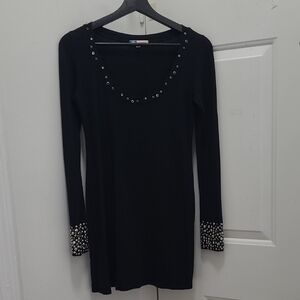 Susan fixel Black Studded Rhinestone Dress.Pre owned Good Condition.S/ M